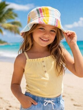 New Wonder Nation Multicolor Swirl Print Terrycloth Bucket Hat  OS